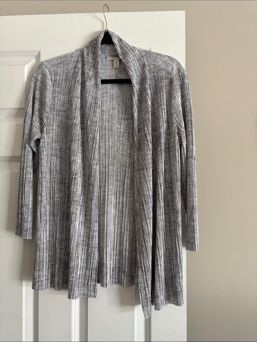 Dana Buchman Grey Ribbed Open-Front Cardigan